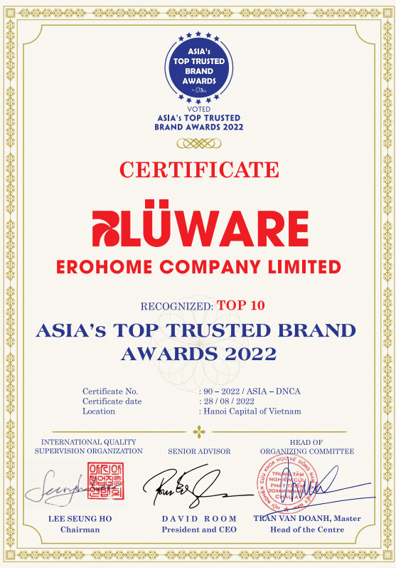 Bluware nhận cúp chứng nhận Top 10 thương hiệu uy tín Châu Á 2022